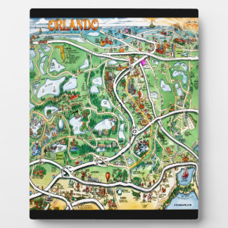 Orlando Florida Cartoon Map Plaque