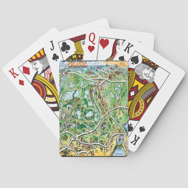 Orlando Florida Cartoon Map Poker Cards (Back)