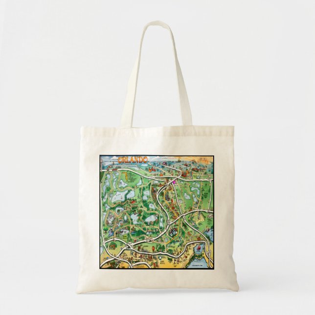Orlando Florida Cartoon Map Tote Bag (Front)