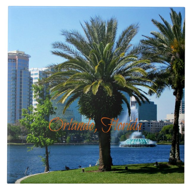Orlando Florida Cityscape Ceramic Tile (Front)