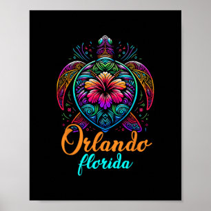 Orlando Florida Colorful Sea Turtle Beach Summer V Poster