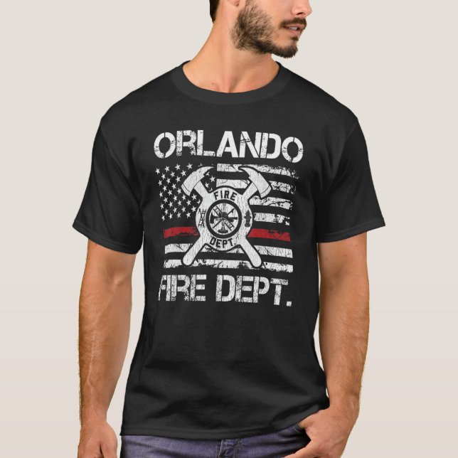 Orlando Florida Fire Department Thin Red Line Fire T-Shirt (Front)