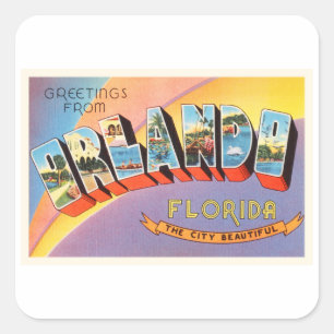 Orlando Florida FL Old Vintage Travel Souvenir Square Sticker