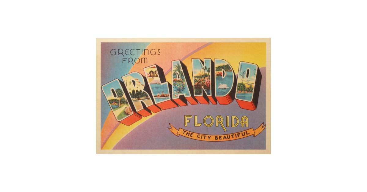 Orlando Florida Fl Old Vintage Travel Souvenir Wood Wall Decor