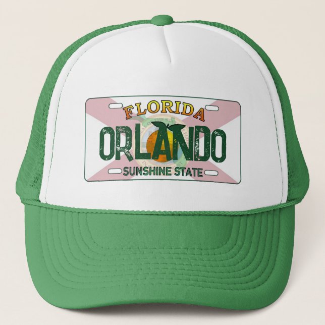 Orlando Florida flag license plate hat (Front)