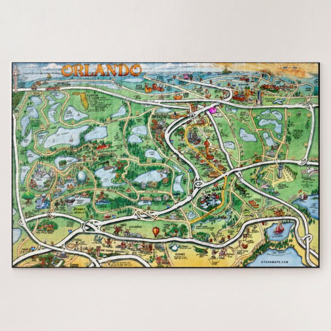 Orlando Florida Fun Map Jigsaw Puzzle (Horizontal)