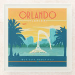 Orlando Florida Glass Coaster<br><div class="desc">Anderson Design Group is an award-winning illustration and design firm in Nashville,  Tennessee. Founder Joel Anderson directs a team of talented artists to create original poster art that looks like classic vintage advertising prints from the 1920s to the 1960s.</div>