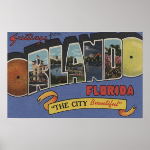 Orlando, Florida - Large Letter Scenes Poster