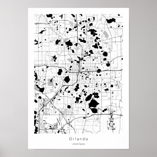 Orlando Florida Modern Minimal Abstract Simple Map Poster