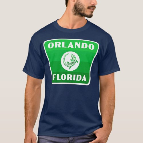 Orlando Florida Retro Gator Badge Green T_Shirt