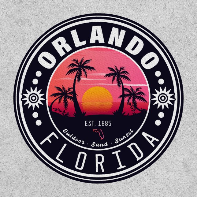 Orlando Florida Retro Sunset Tropical Souvenir 80s Patch (Front)