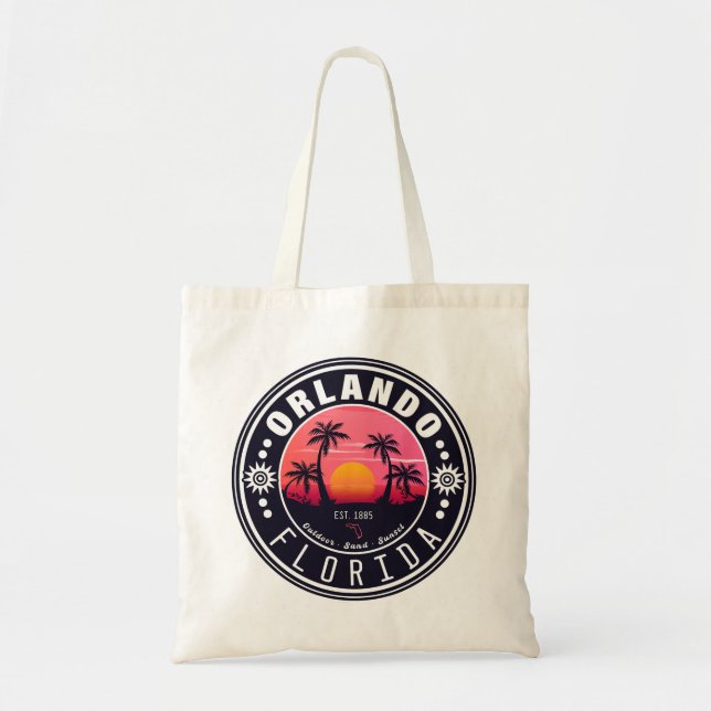 Orlando Florida Retro Sunset Tropical Souvenir 80s Tote Bag (Front)