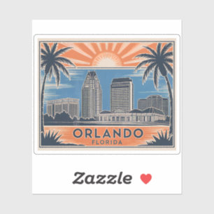 Orlando Florida Skyline Mid-Century Vintage Style Sticker