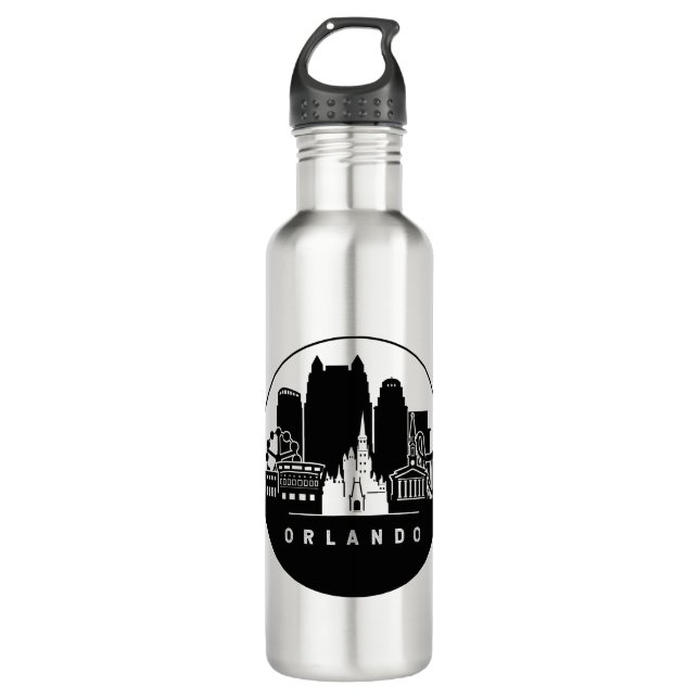 Orlando Florida Skyline Stainless Steel Water Bottle (Front)