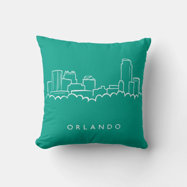 Orlando Florida Skyline Throw Pillow (Front)