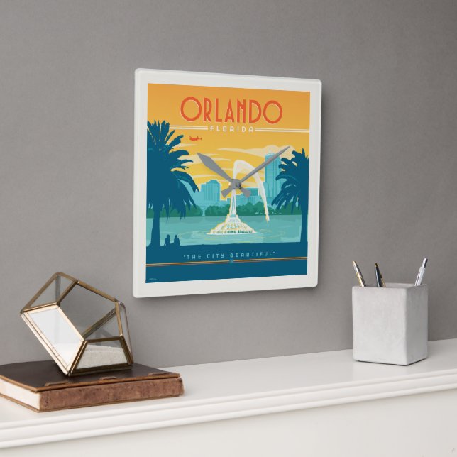 Orlando Florida Square Wall Clock (Office)