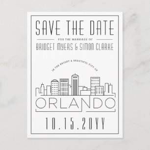 Orlando, Florida Stylized Skyline Save the Date Postcard