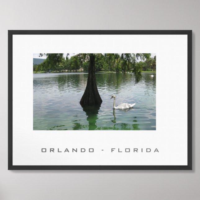 Orlando Florida Swan Travel Poster (Framed Front)