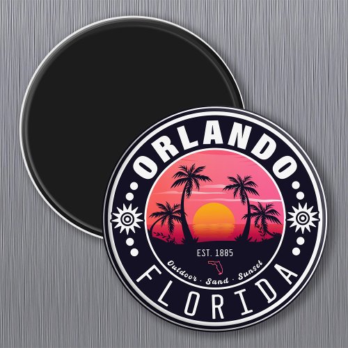 Orlando Florida tropical Retro Sunset Souvenir 60s Magnet