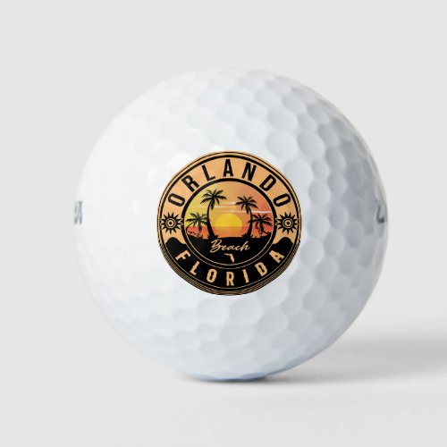 Orlando Florida tropical Retro Sunset Souvenirs Golf Balls