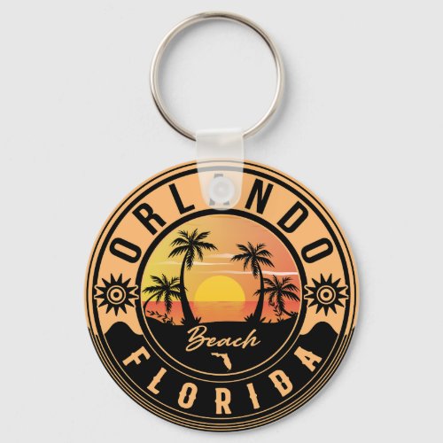 Orlando Florida tropical Retro Sunset Souvenirs Keychain