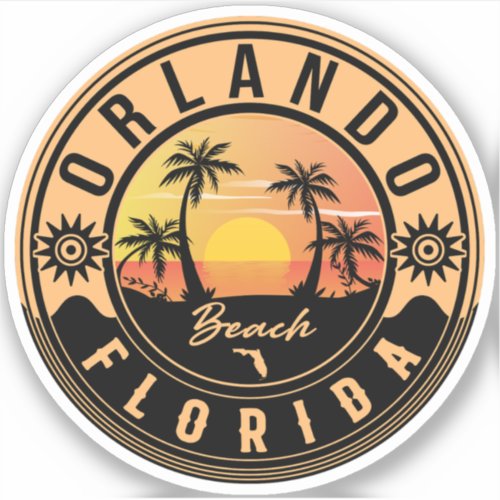 Orlando Florida tropical Retro Sunset Souvenirs Sticker