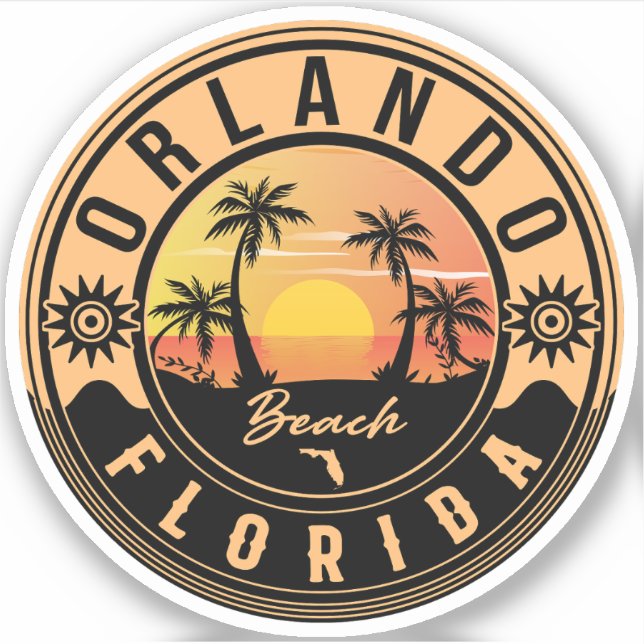 Orlando Florida tropical Retro Sunset Souvenirs Sticker (Front)