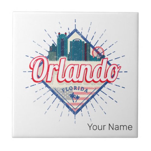 Orlando Florida United States Skyline Vintage USA Ceramic Tile