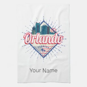 Orlando Florida United States Skyline Vintage USA Kitchen Towel