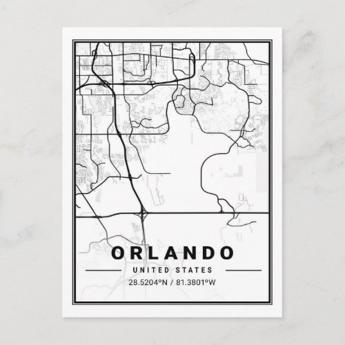Orlando Florida USA Travel City Map Postcard