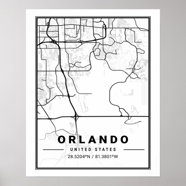Orlando Florida USA Travel City Map Poster (Front)