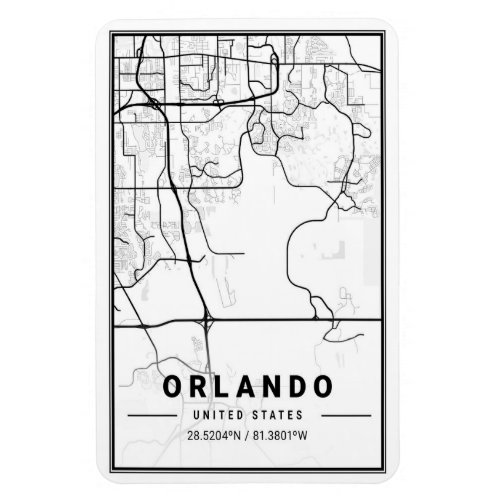 Orlando Florida USA Travel City Map Poster Magnet