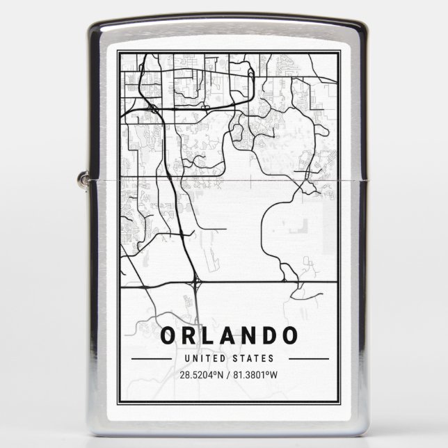 Orlando Florida USA Travel City Map Poster Zippo Lighter (Front)