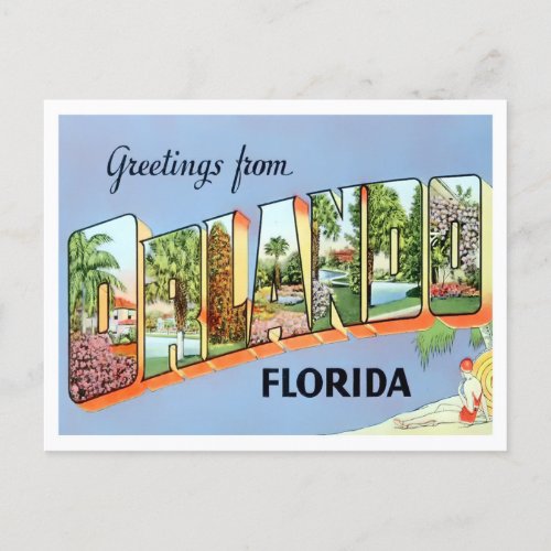 Orlando Florida Vintage Big Letters Postcard