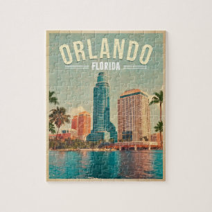 Orlando Florida Vintage High buildings Palm 1960s Jigsaw Puzzle