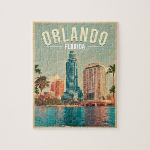 Orlando Florida Vintage High buildings Palm 1960s Jigsaw Puzzle