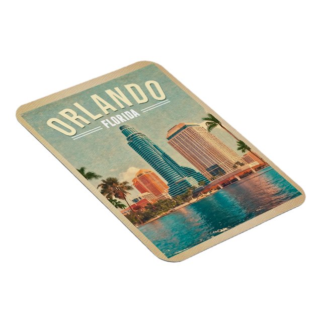 Orlando City Souvenir Magnet By Classic Magnets - USA Made, 4.4" X 3.4" Rubber Magnet