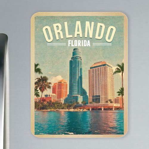 Orlando Florida Vintage High buildings Palm 1960s Magnet