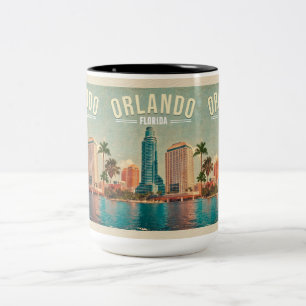 Orlando Florida Vintage High buildings Palm 1960s Two-Tone Coffee Mug