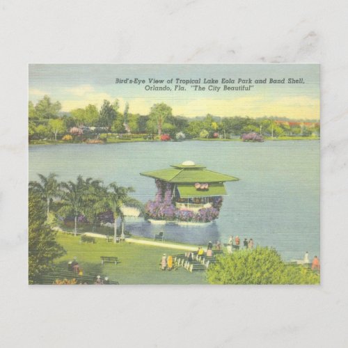Orlando Florida vintage Lake Eola Bandshell Postcard