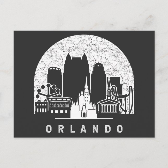 Orlando Florida Vintage Skyline Postcard (Front)