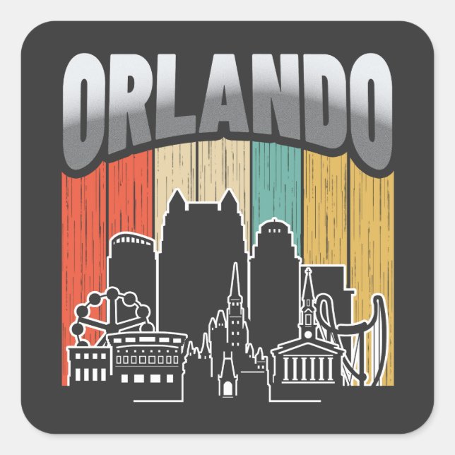 Orlando Florida Vintage Square Sticker (Front)