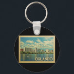 Orlando Florida Vintage Travel Keychain<br><div class="desc">Orlando Florida design in Vintage Travel style featuring an expansive city skyline view with water and swan in the foreground.</div>