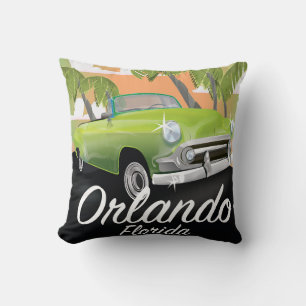 Orlando Florida vintage travel poster Throw Pillow