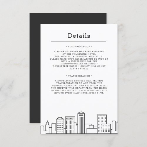 Orlando Florida Wedding  Guest Details Invitation