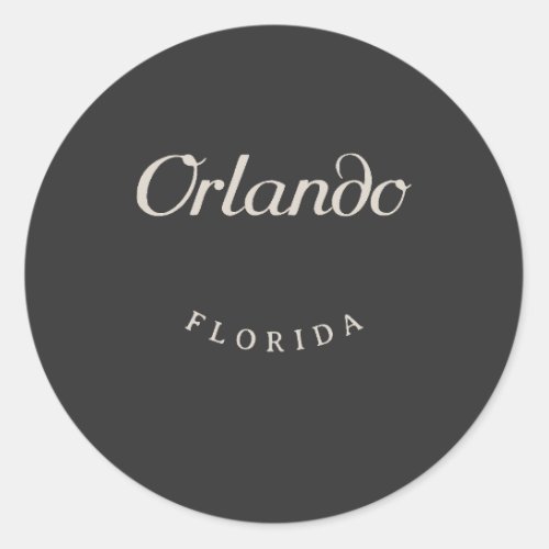 Orlando Florida White Font Classic Round Sticker