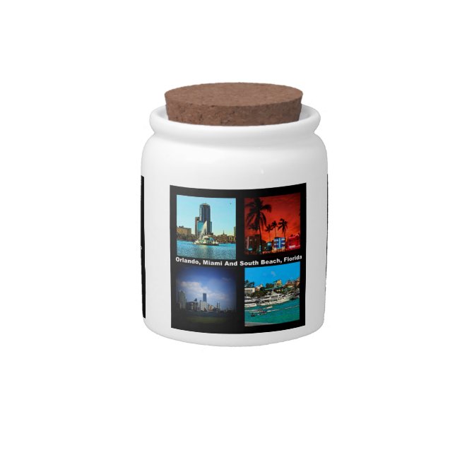 Orlando, Miami, South Beach Collage Candy Jar (Front)