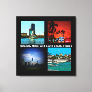 Orlando, Miami, South Beach Collage Canvas Print