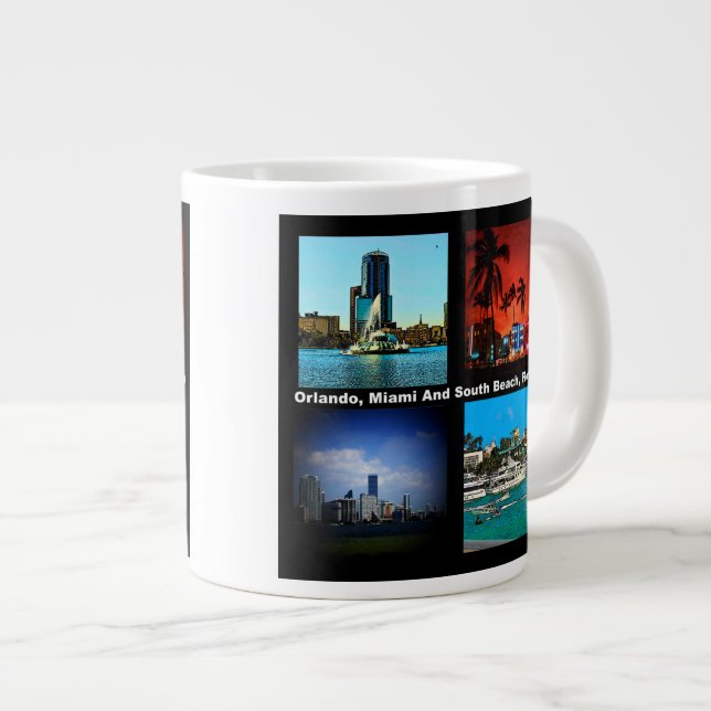 Orlando, Miami, South Beach Collage Giant Coffee Mug (Front Right)