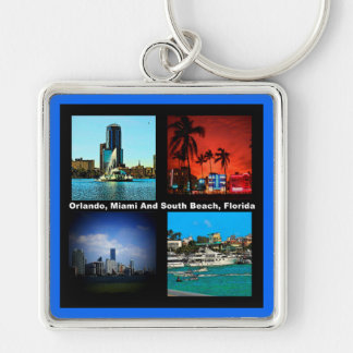 Orlando, Miami, South Beach Collage Keychain